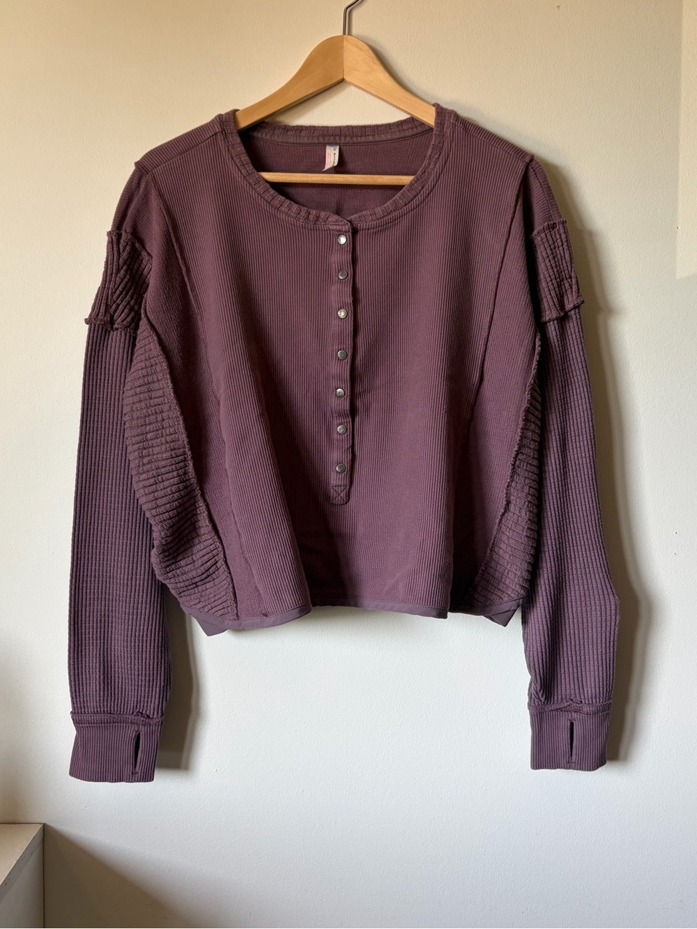 Free People FP Movement Back To Me layered cropped Henley shirt - size small